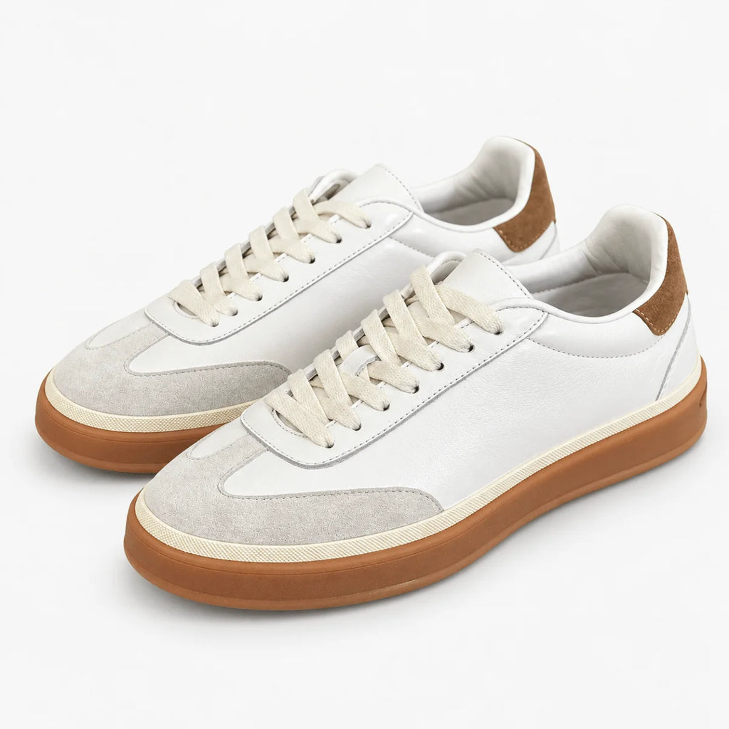 Men’s Retro leather sneakers with contrast soles image 0
