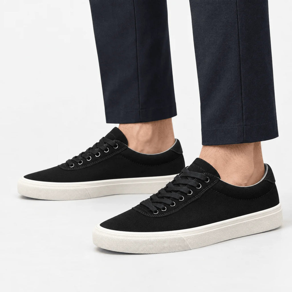 Men’s Canvas lace up sneakers with contrast soles image 2