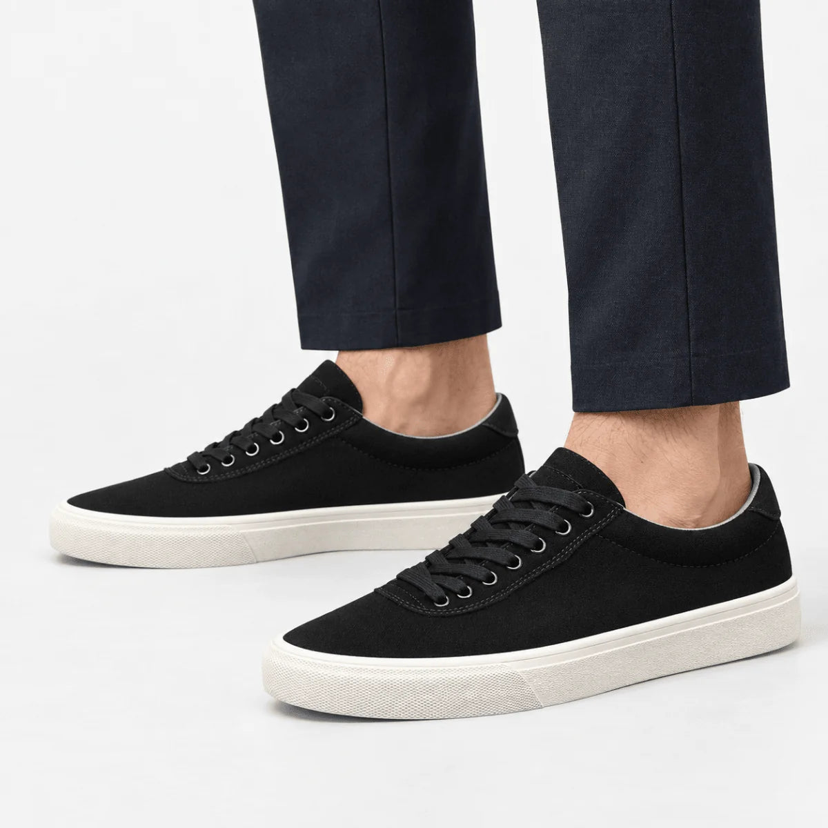 Men’s Canvas lace up sneakers with contrast soles image 2