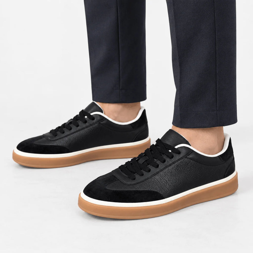 Men’s Retro leather sneakers with contrast soles image 4